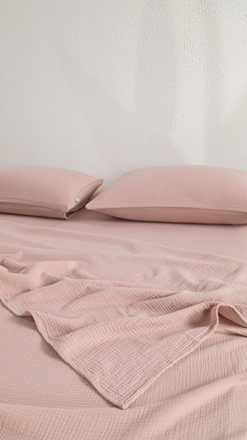 סט ציפה + ציפיות - 100% טטרה כותנה - ורוד מעושן