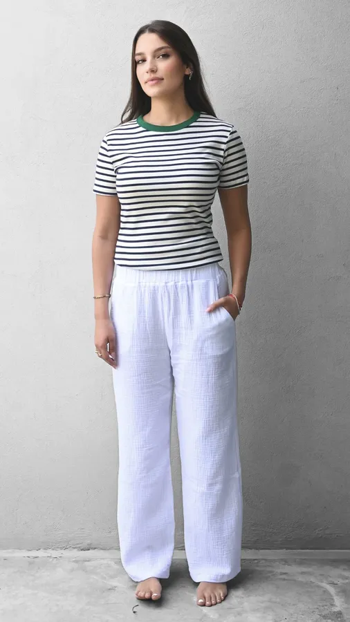 חולצת פסים - נייבי/ירוק - לין