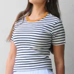 חולצת פסים - נייבי/חרדל - לין