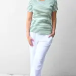חולצת פסים - ירוק/חרדל - לין