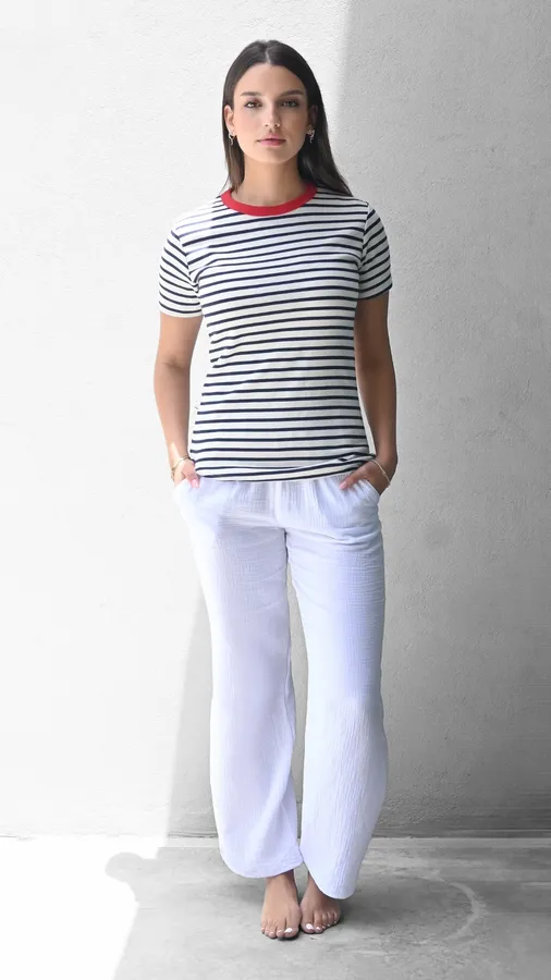 חולצת פסים - נייבי/אדום - לין