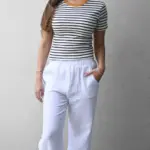 חולצת פסים - נייבי/חרדל - לין