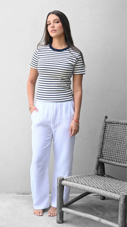 חולצת פסים - נייבי/נייבי - לין