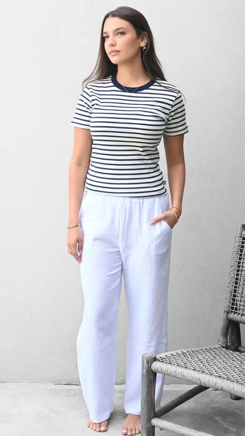 חולצת פסים - נייבי/נייבי - לין