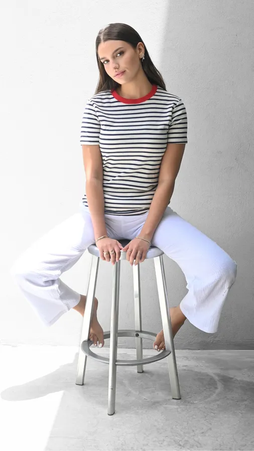 חולצת פסים - נייבי/אדום - לין