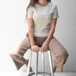 חולצת פסים - חול/חול - לין