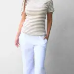 חולצת פסים - חול/נייבי - לין