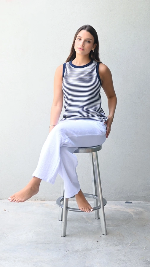 גופיית פסים דקים - נייבי/נייבי - עידית