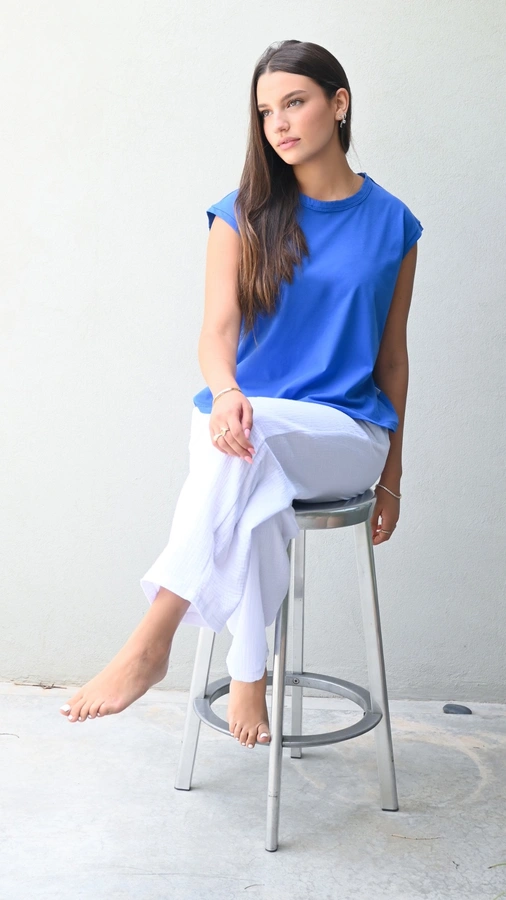 חולצה ללא שרוול - שחף - כותנה אורגנית - רויאל