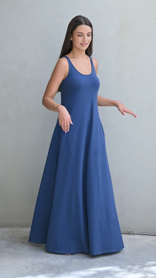 שמלת גופייה מקסי - כחול ים - דני