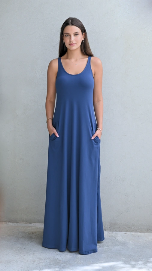 חולצה ללא שרוול - שחף - שקפקף פסים נייבי