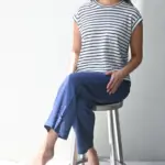 חולצה ללא שרוול - שחף - שקפקף פסים נייבי