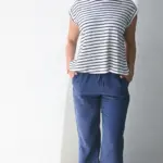 חולצה ללא שרוול - שחף - שקפקף פסים נייבי