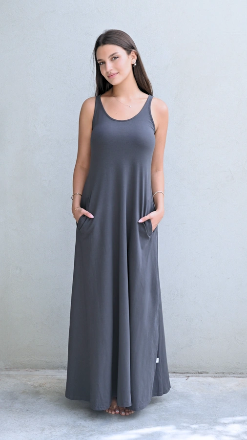 שמלת גופייה מקסי - גרפיט - דני