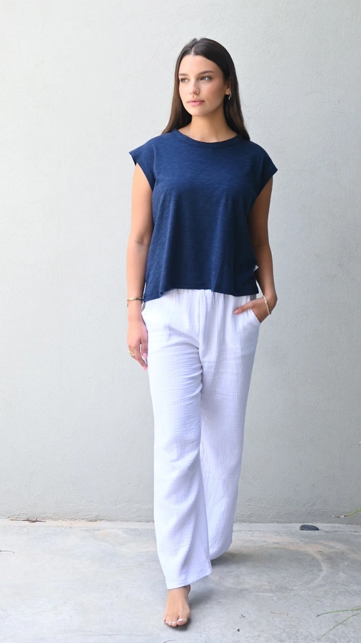 חולצה ללא שרוול - שחף - נייבי