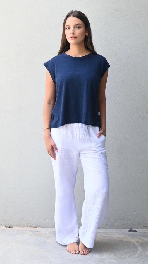 חולצה ללא שרוול - שחף - נייבי