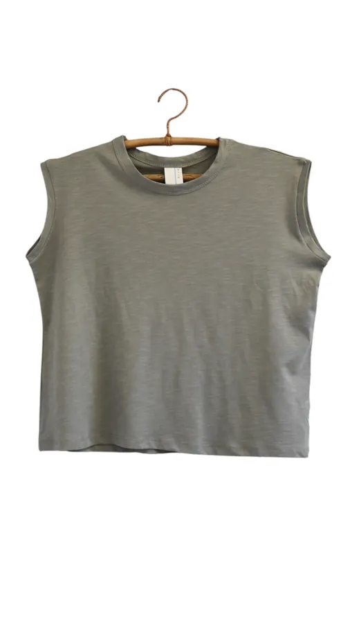 חולצה ללא שרוול - שחף - זית