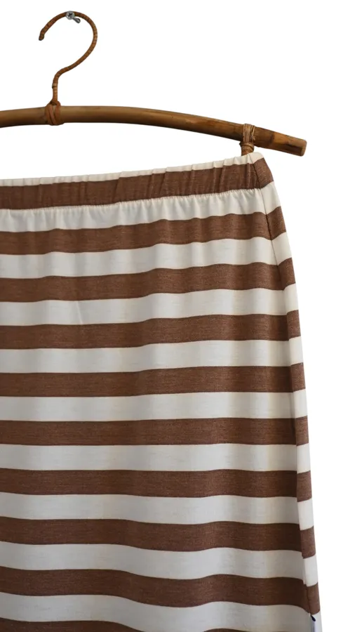 חצאית פסים - שמנת/מוקה