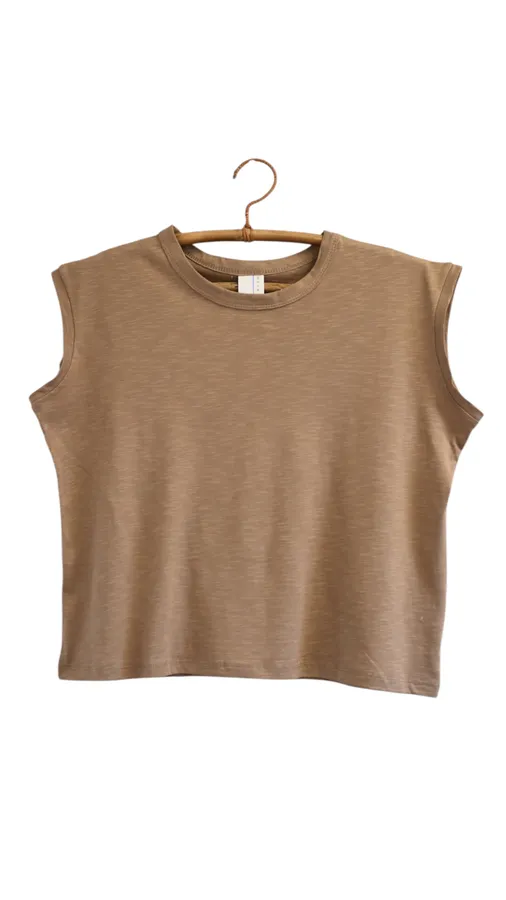 חולצה ללא שרוול - שחף - מוקה