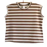 חולצה ללא שרוול - שחף - פסים שמנת/קפה