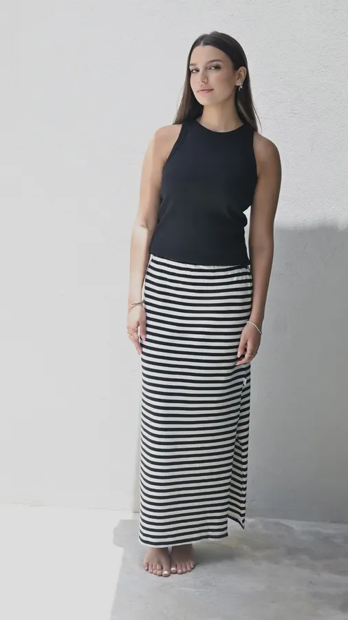 חצאית פסים - לבן/שחור