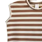 חולצה ללא שרוול - שחף - פסים שמנת/קפה