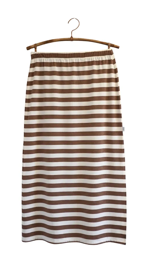 חצאית פסים - שמנת/מוקה