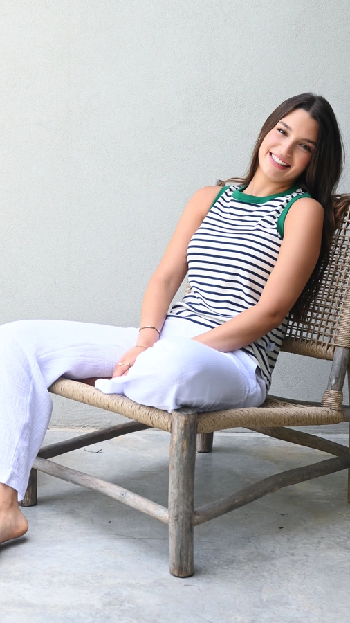 גופיית פסים נייבי/ירוק - עידית