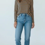 חולצת טי פסים קלאסית - חום/נייבי - מארי