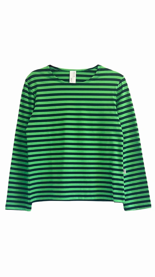 חולצת טי פסים קלאסית - ירוק/נייבי - מארה