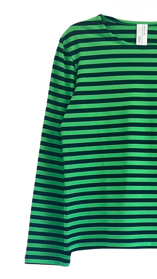 חולצת טי פסים קלאסית - ירוק/נייבי - מארה