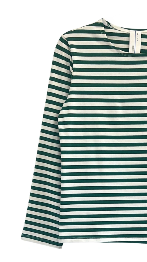 חולצת טי פסים קלאסית - ירוק/לבן - מארה