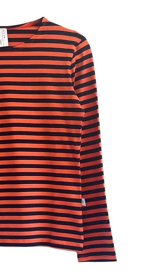 חולצת טי פסים קלאסית - כתום/נייבי - מארה