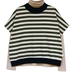 חולצת ג׳יין ללא שרוול - פסים זית/נייבי