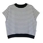 חולצת ג׳יין ללא שרוול - פסים אפור מלאנז׳/נייבי