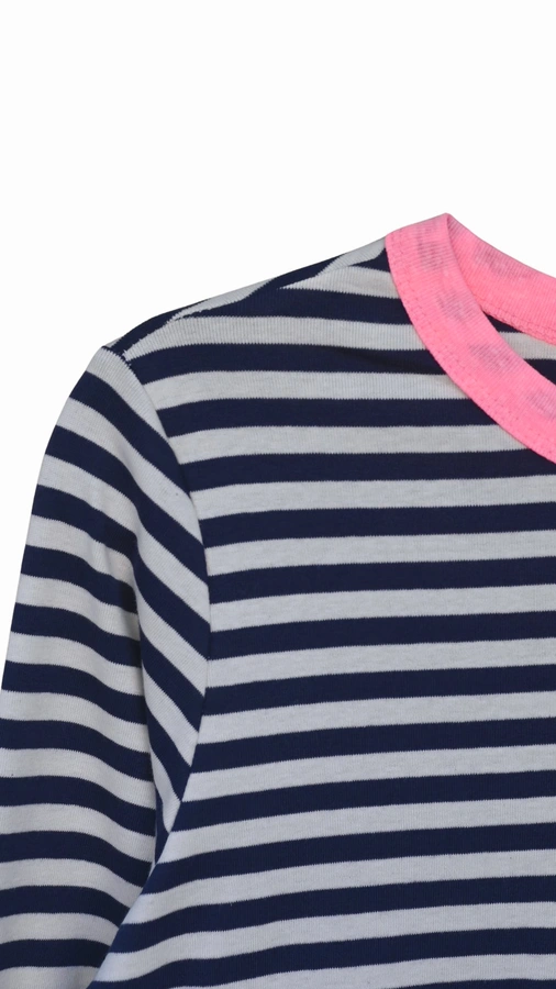 חולצת פסים - נייבי/ורוד ניאון - עידית