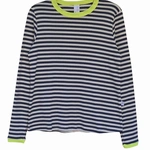 חולצת פסים - נייבי/צהוב ניאון - עידית