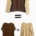 חולצת טי כתף שמוטה - פסים חרדל - מרני