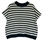 חולצת ג׳יין ללא שרוול - פסים זית/נייבי