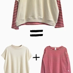 חולצת טי כתף שמוטה - פסים אדום - מרני