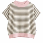 חולצת ג׳יין ללא שרוול - פסים חול/ורוד בייבי