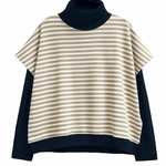 חולצת ג׳יין ללא שרוול - פסים חול/נייבי