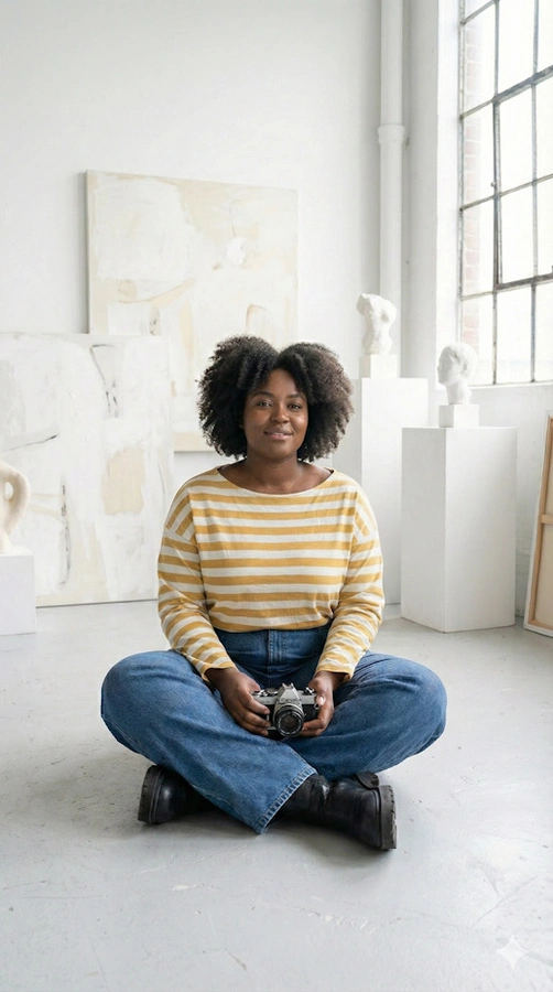 חולצת טי כתף שמוטה - פסים חרדל - מרני