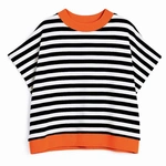 חולצת ג׳יין ללא שרוול - פסים שחור/כתום ניאון