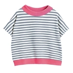 חולצת ג׳יין ללא שרוול - פסים אפור מלאנז׳/ורוד ניאון