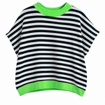 חולצת ג׳יין ללא שרוול - פסים שחור/ירוק ניאון