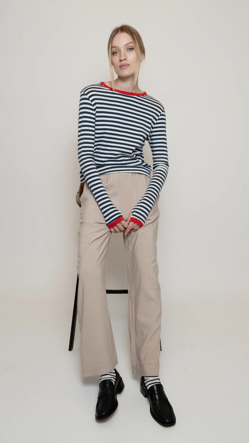 חולצת פסים - נייבי/חרדל - עידית