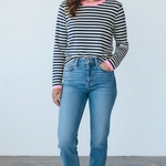 חולצת פסים - נייבי/ורוד ניאון - עידית