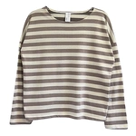 חולצת טי כתף שמוטה - פסים שמנת/חום - מירן