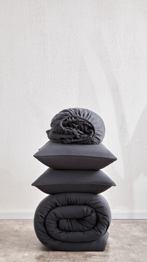 סט סדין + ציפיות - 100% טטרה כותנה - גרפיט